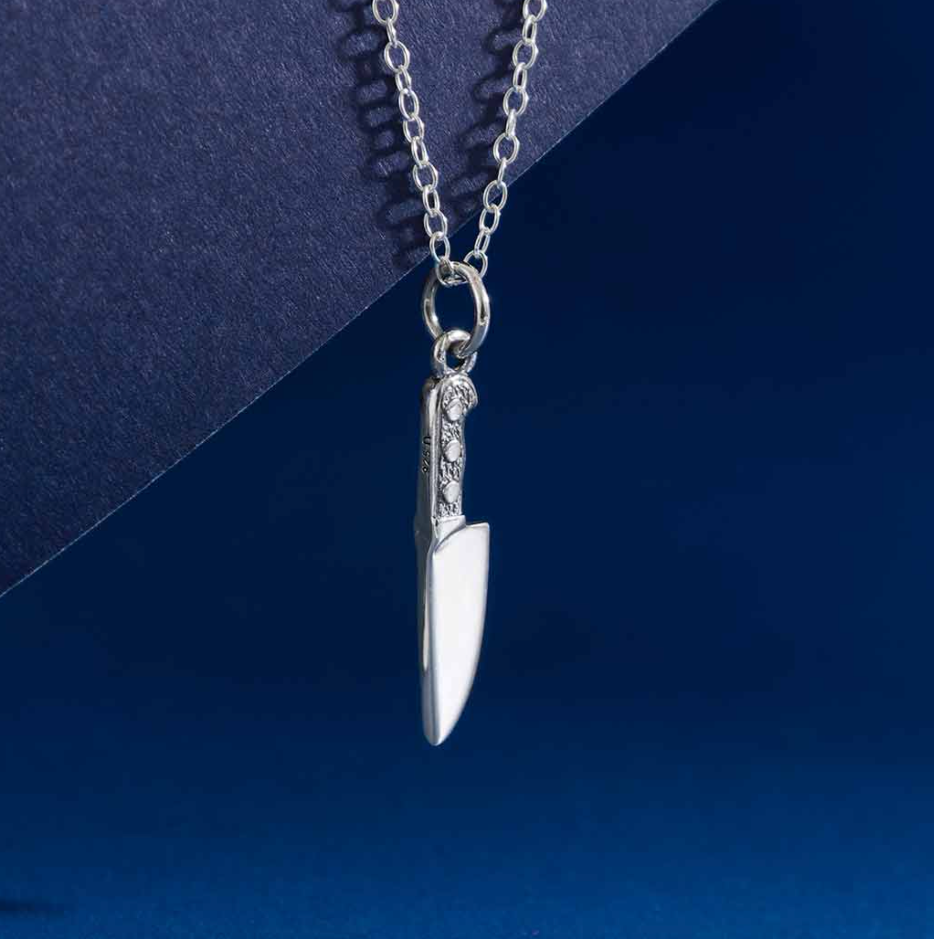 •CHEF'S KNIFE• recycled silver necklace
