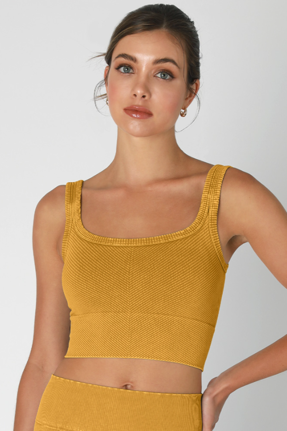 •CHEVRON SQUARE NECK• vintage washed cropped tank top (USA)