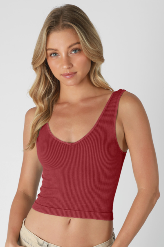 •RIBBED REVERSIBLE• vintage washed cropped tank top (USA)