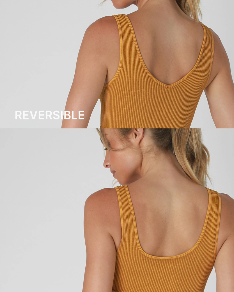 •RIBBED REVERSIBLE• vintage washed cropped tank top (USA)