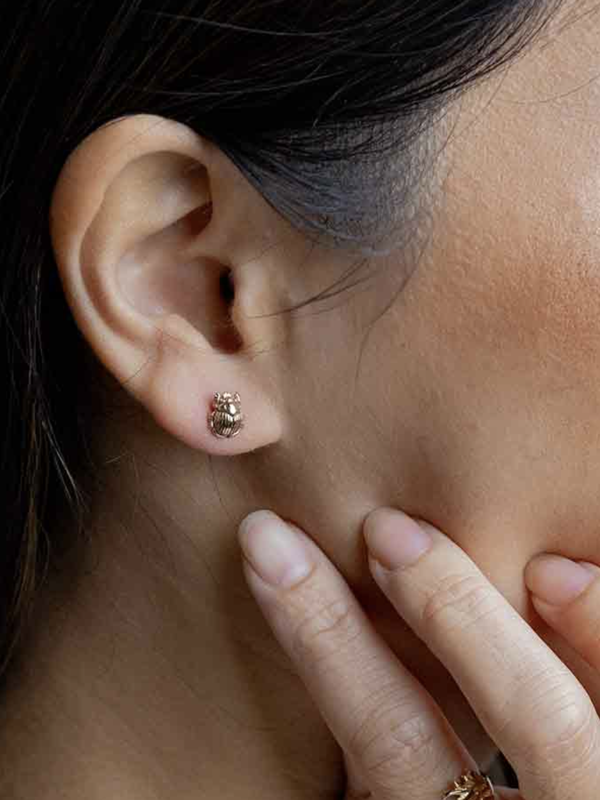 •LIL' SCARAB• bronze stud earrings
