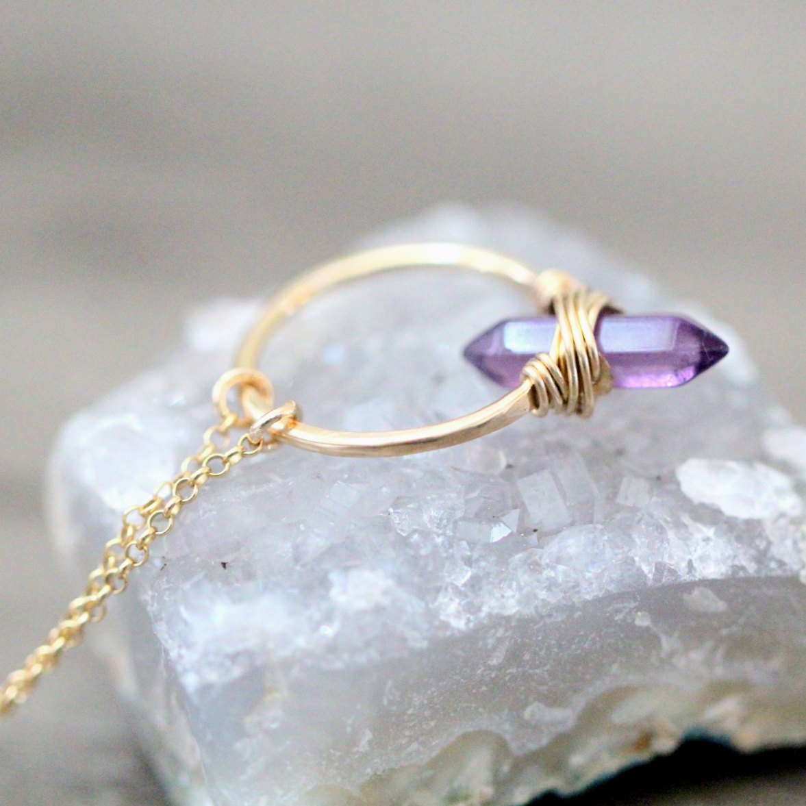 •CREST• amethyst + gold necklace (various lengths)
