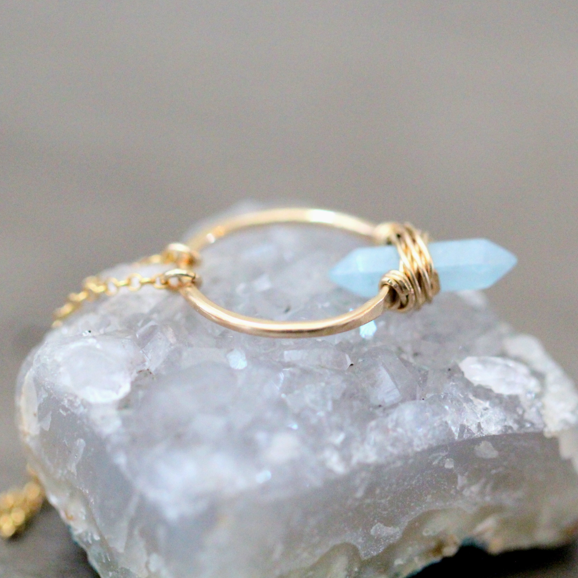 •CREST• aquamarine + gold necklace (various lengths)