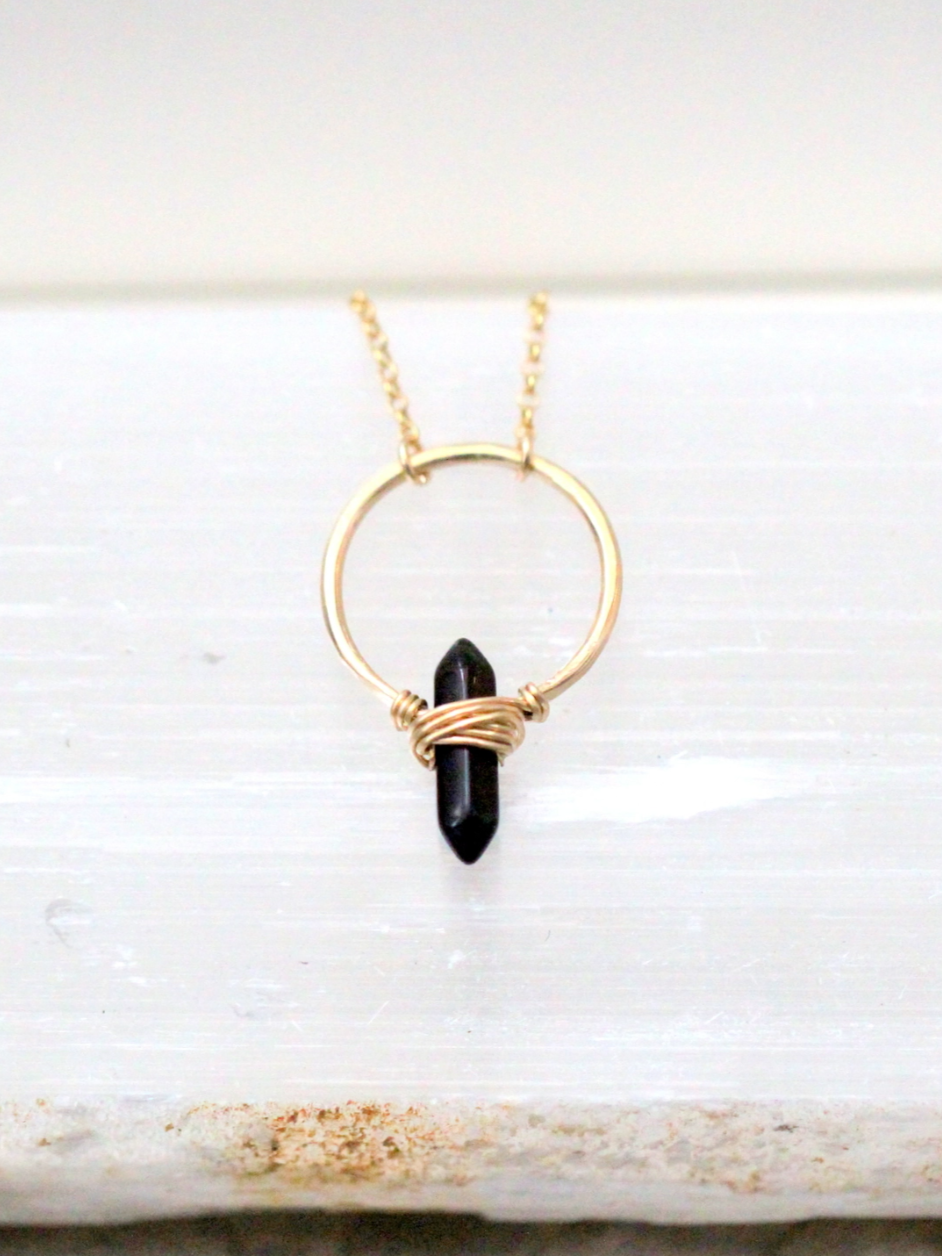 •CREST• obsidian + gold necklace (various lengths)