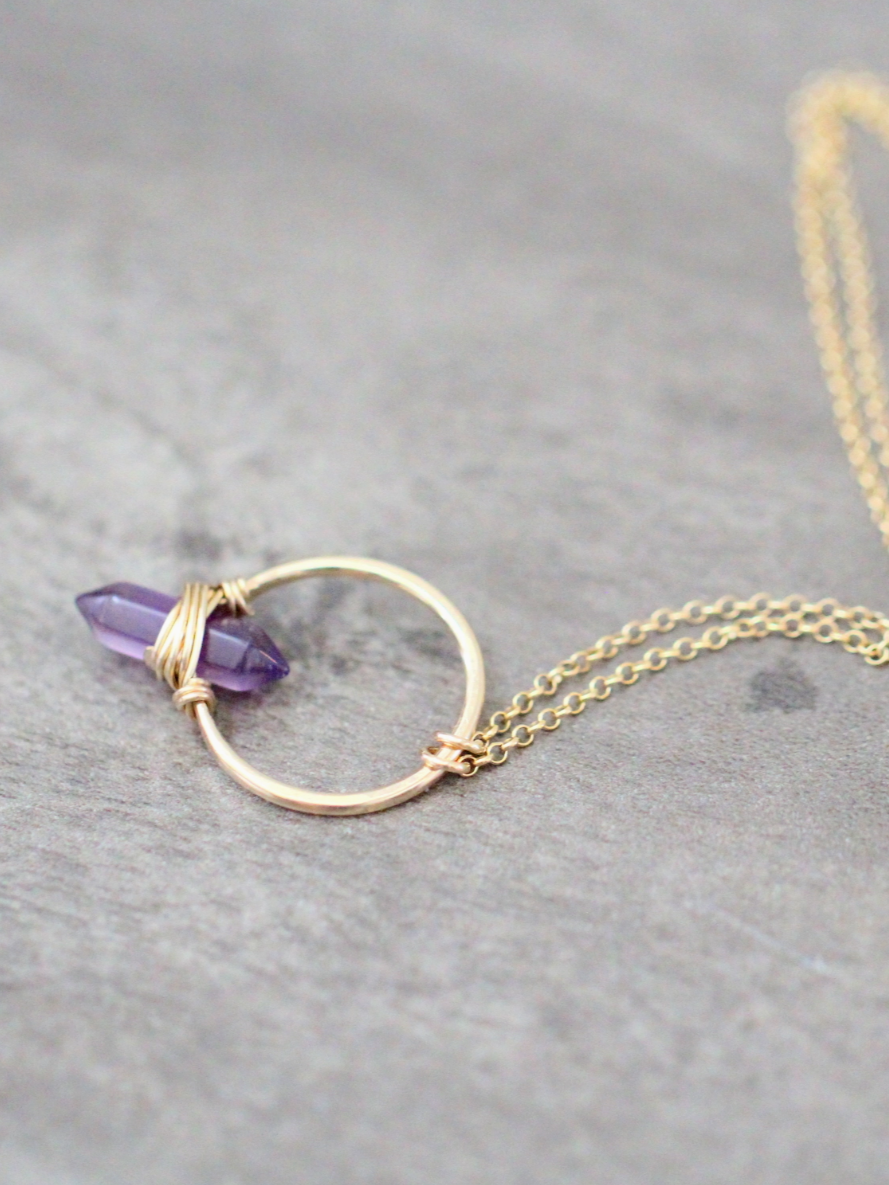 •CREST• amethyst + gold necklace (various lengths)
