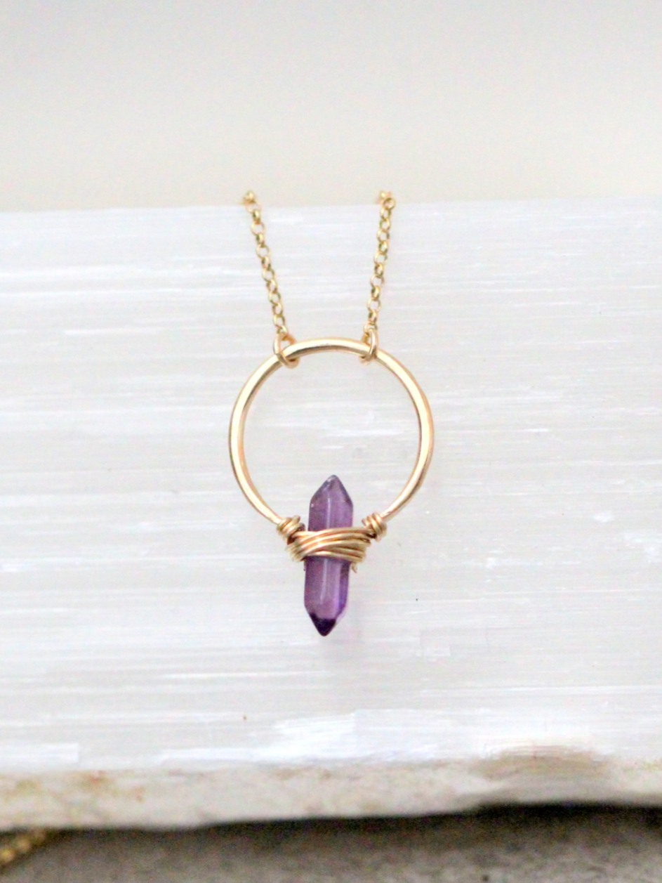 •CREST• amethyst + gold necklace (various lengths)