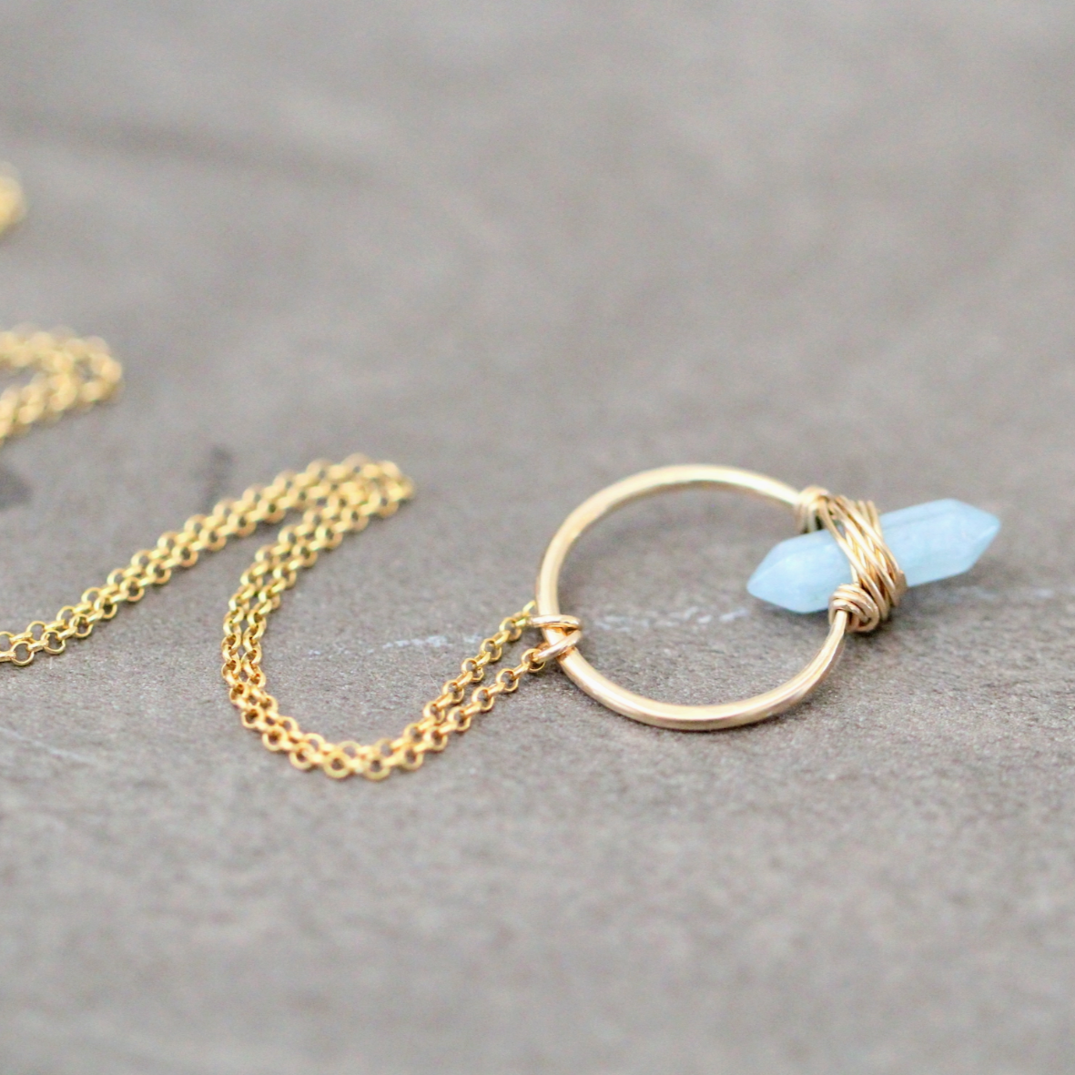 •CREST• aquamarine + gold necklace (various lengths)