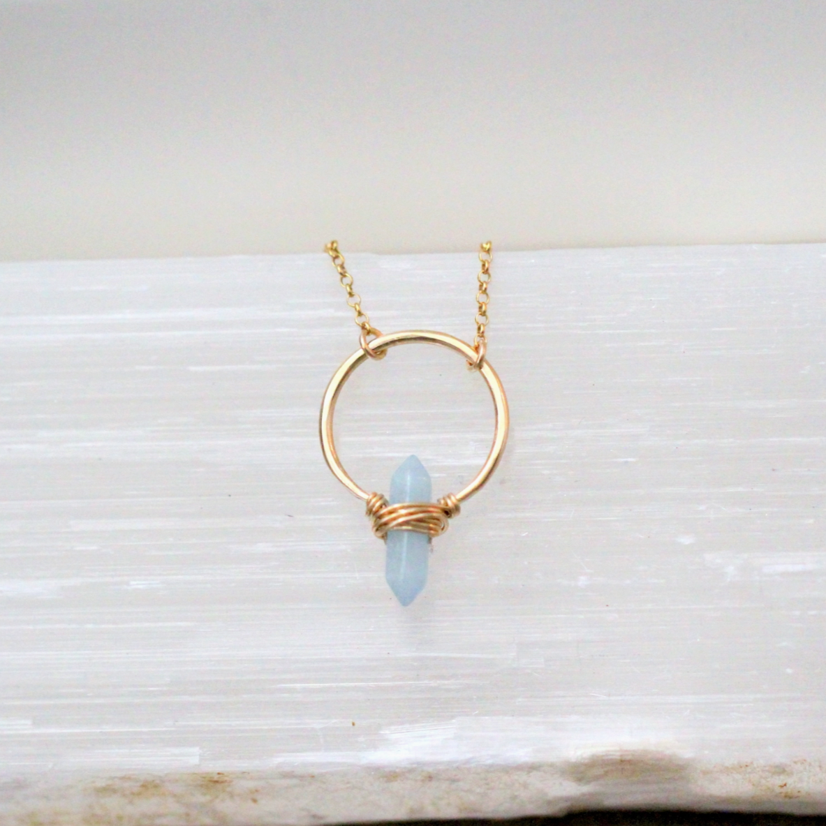 •CREST• aquamarine + gold necklace (various lengths)