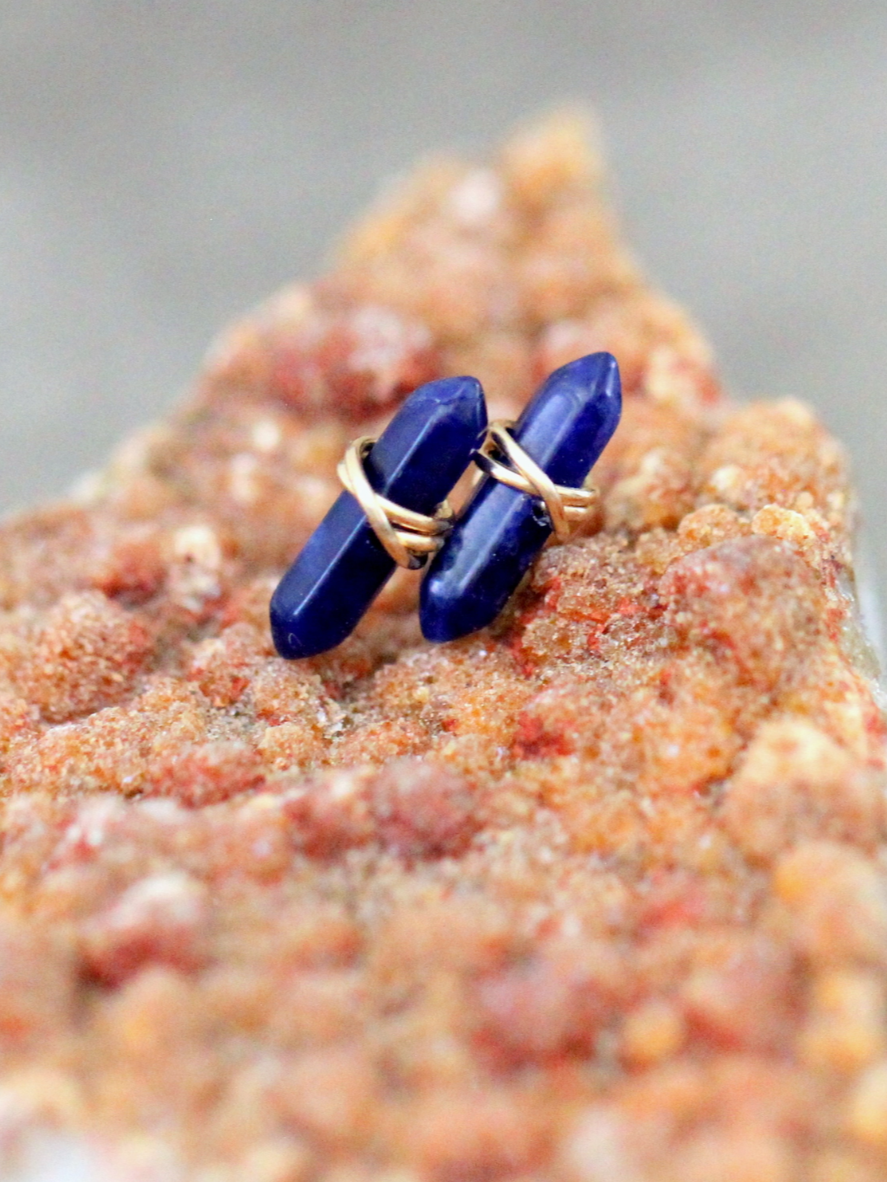 •CREST• sodalite + gold stud earrings