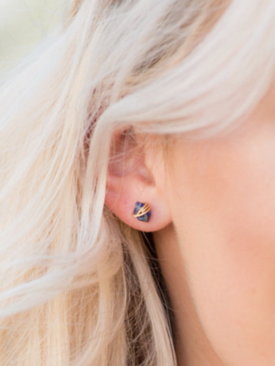 •PIKE• labradorite + gold stud earrings