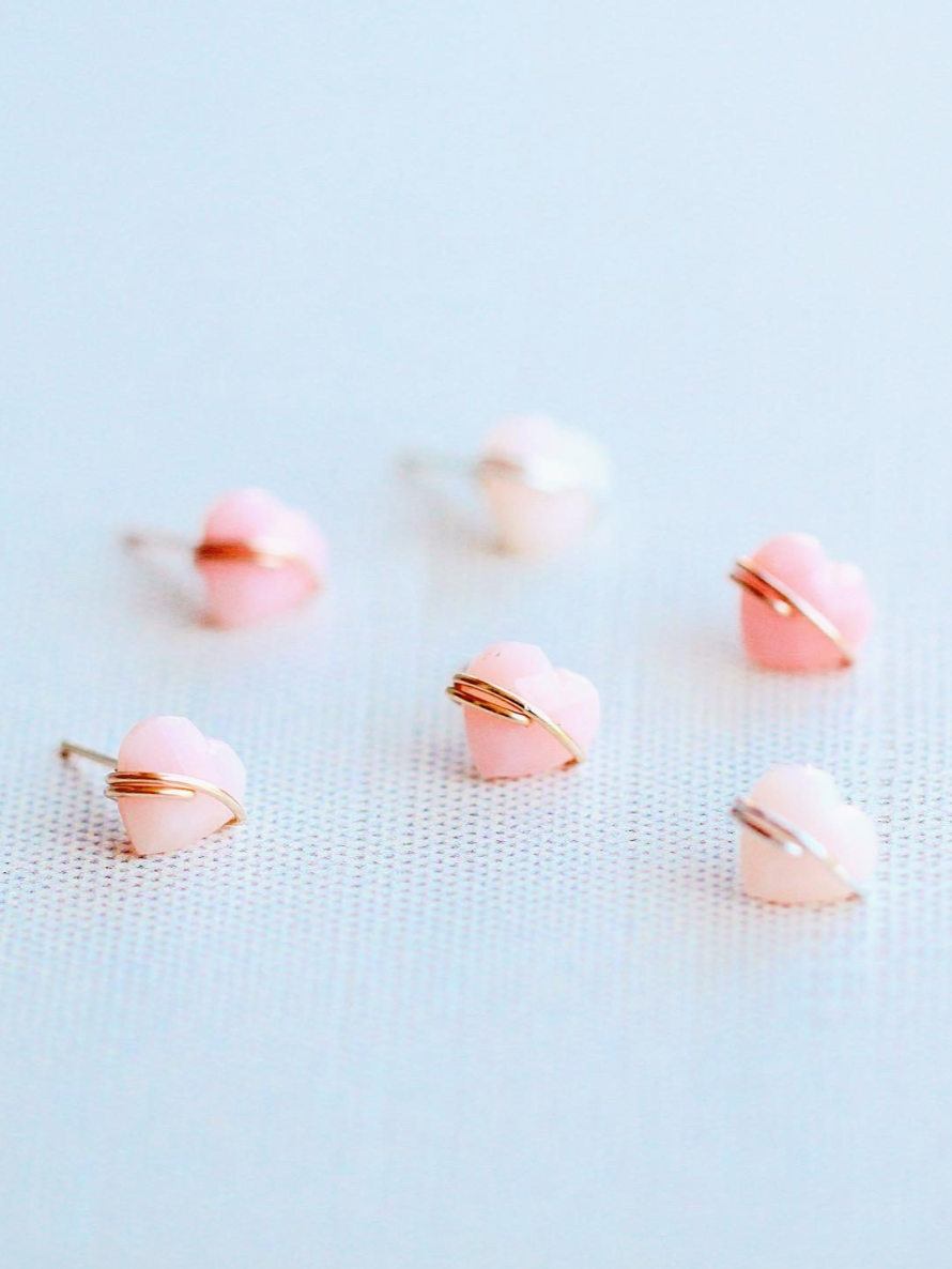 •HEART• peruvian opal + gold stud earrings