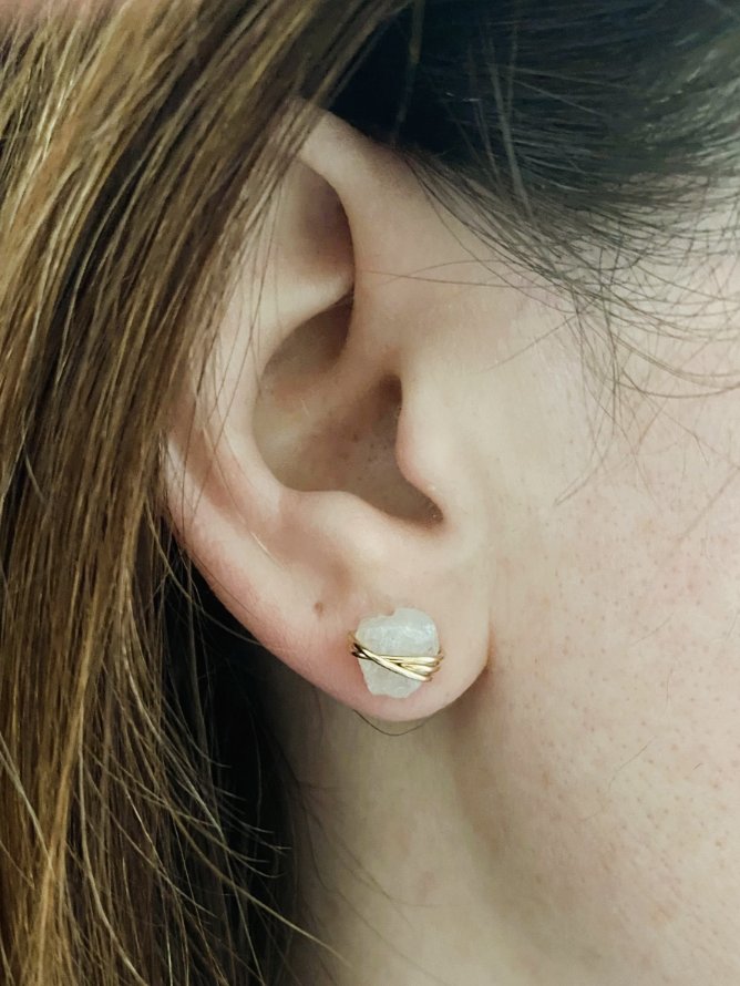 •COMET• garnet + silver stud earrings