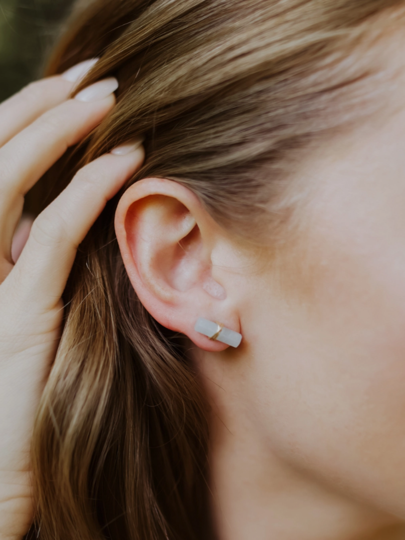 •BIRCH• aquamarine + gold stud earrings