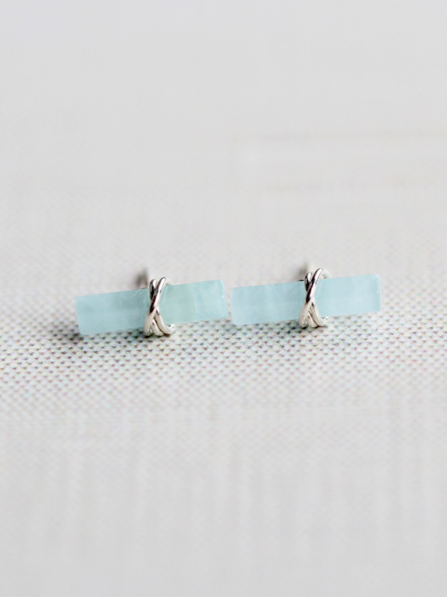 •BIRCH• aquamarine + silver stud earrings