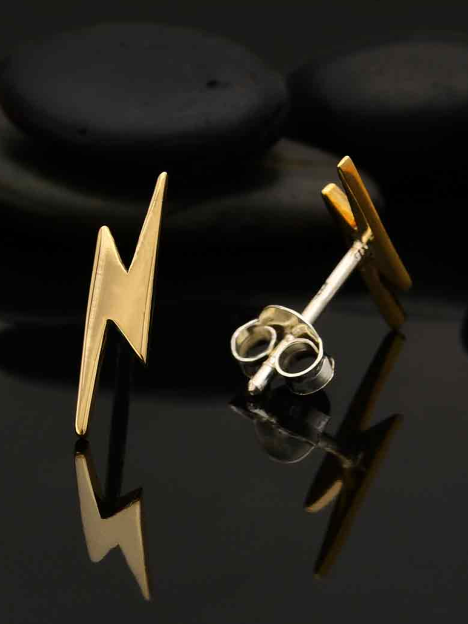 •LIL' LIGHTNING BOLT• bronze stud earrings