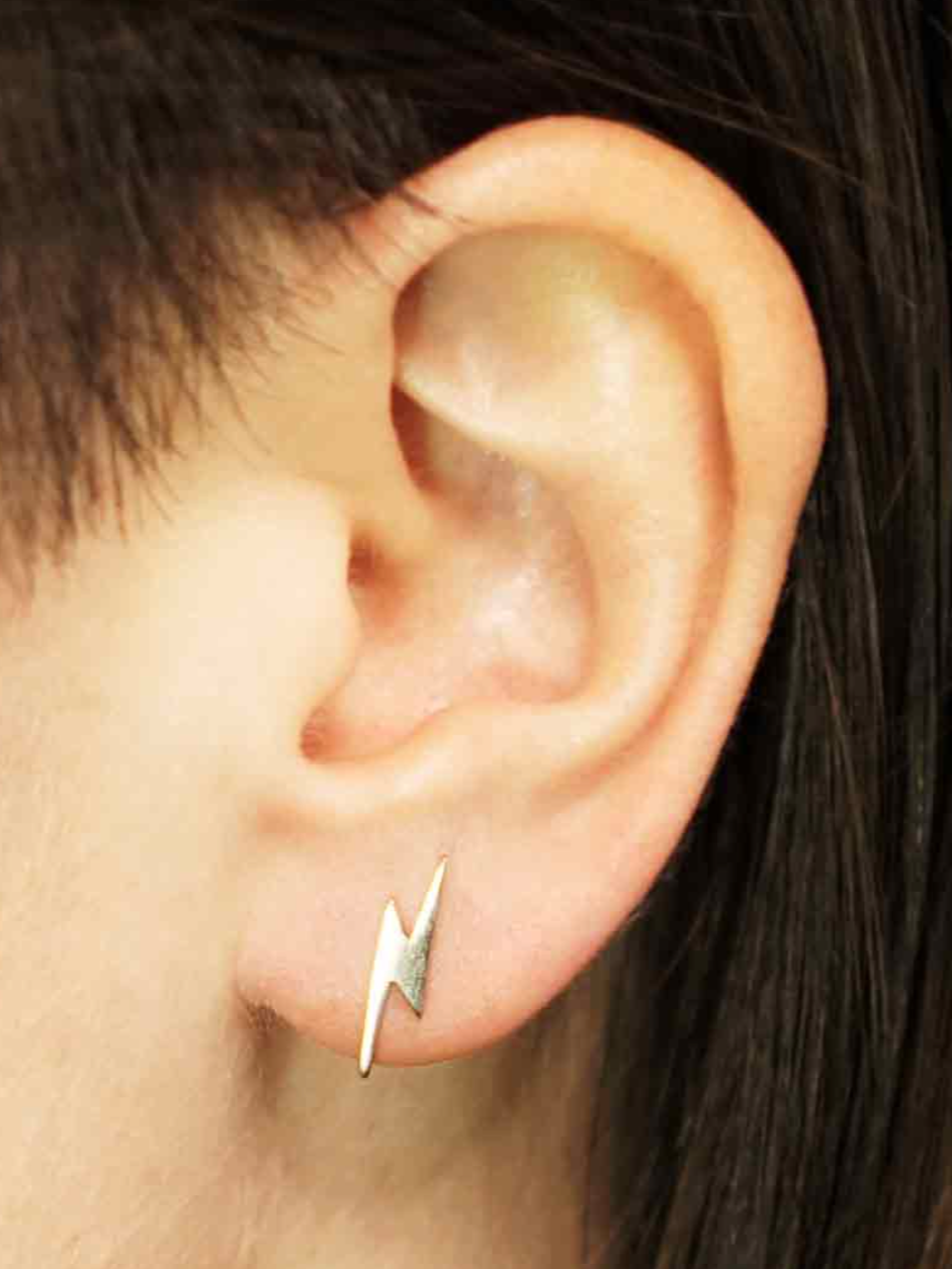 •LIL' LIGHTNING BOLT• bronze stud earrings