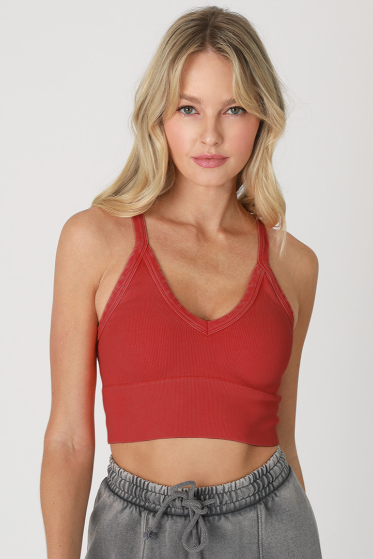 •RIBBED V-NECK• vintage washed wide band brami (USA)