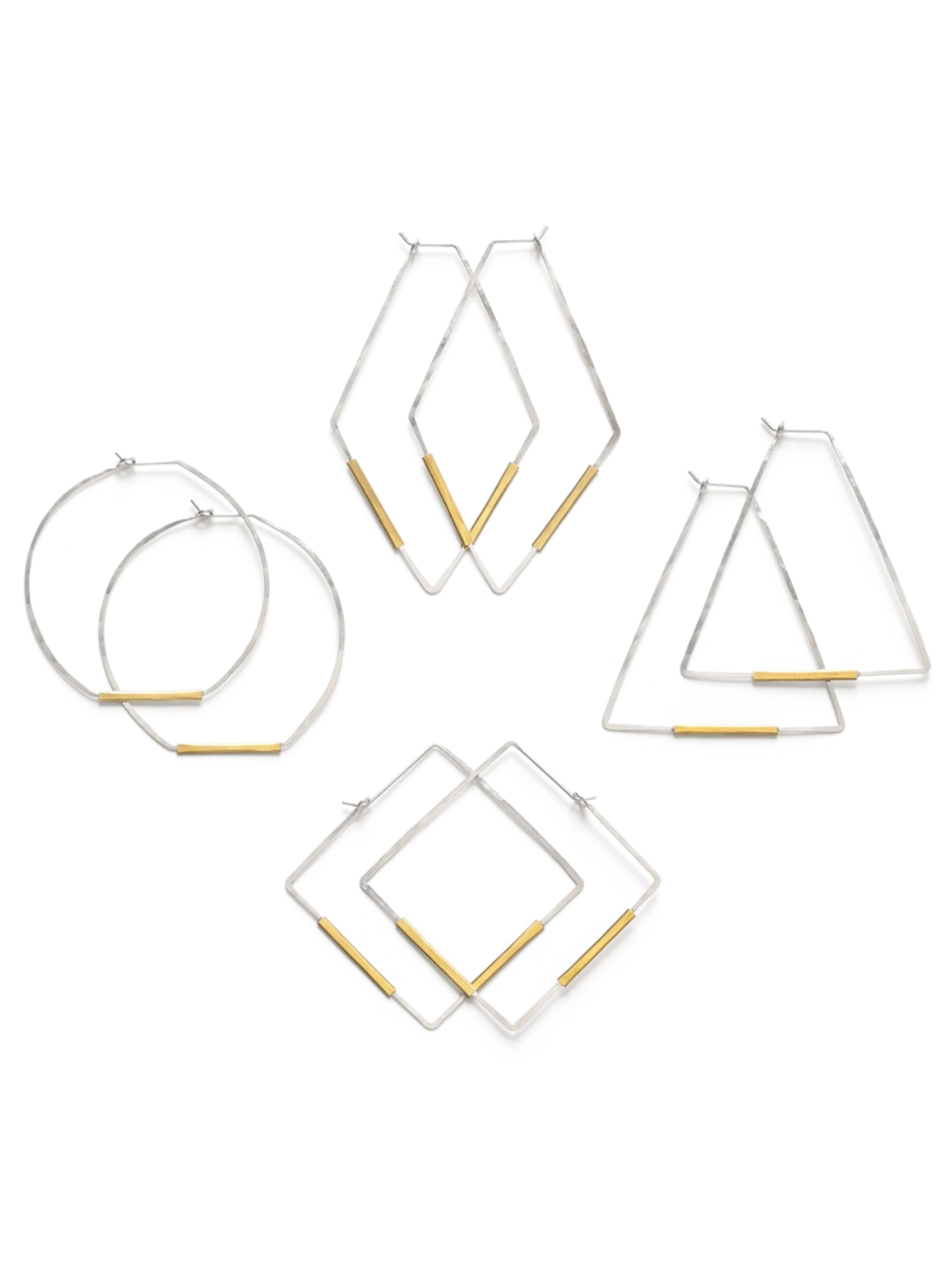 •RHOMBUS• mixed metal hoop earrings