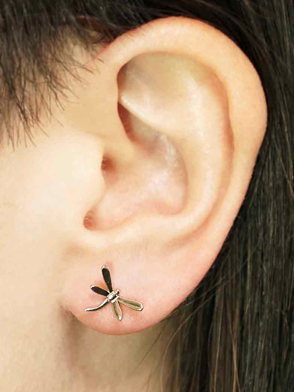 •SMALL DRAGONFLY• bronze stud earrings