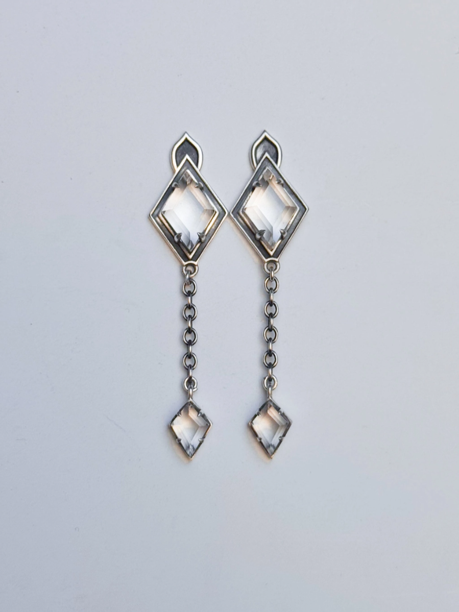 •DREAM DROP• quartz + silver post earrings