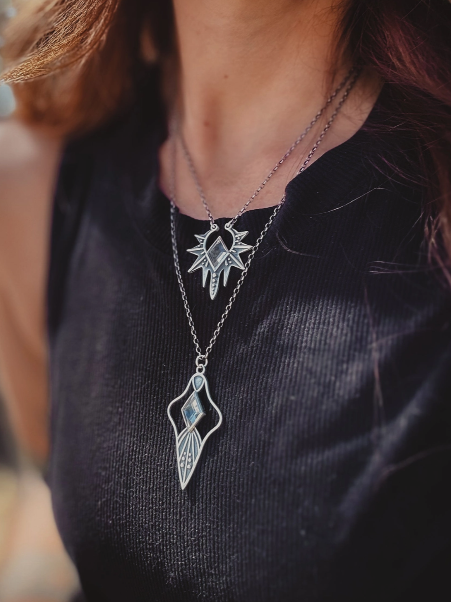 •STARLING• clear quartz + silver necklace (16" long)