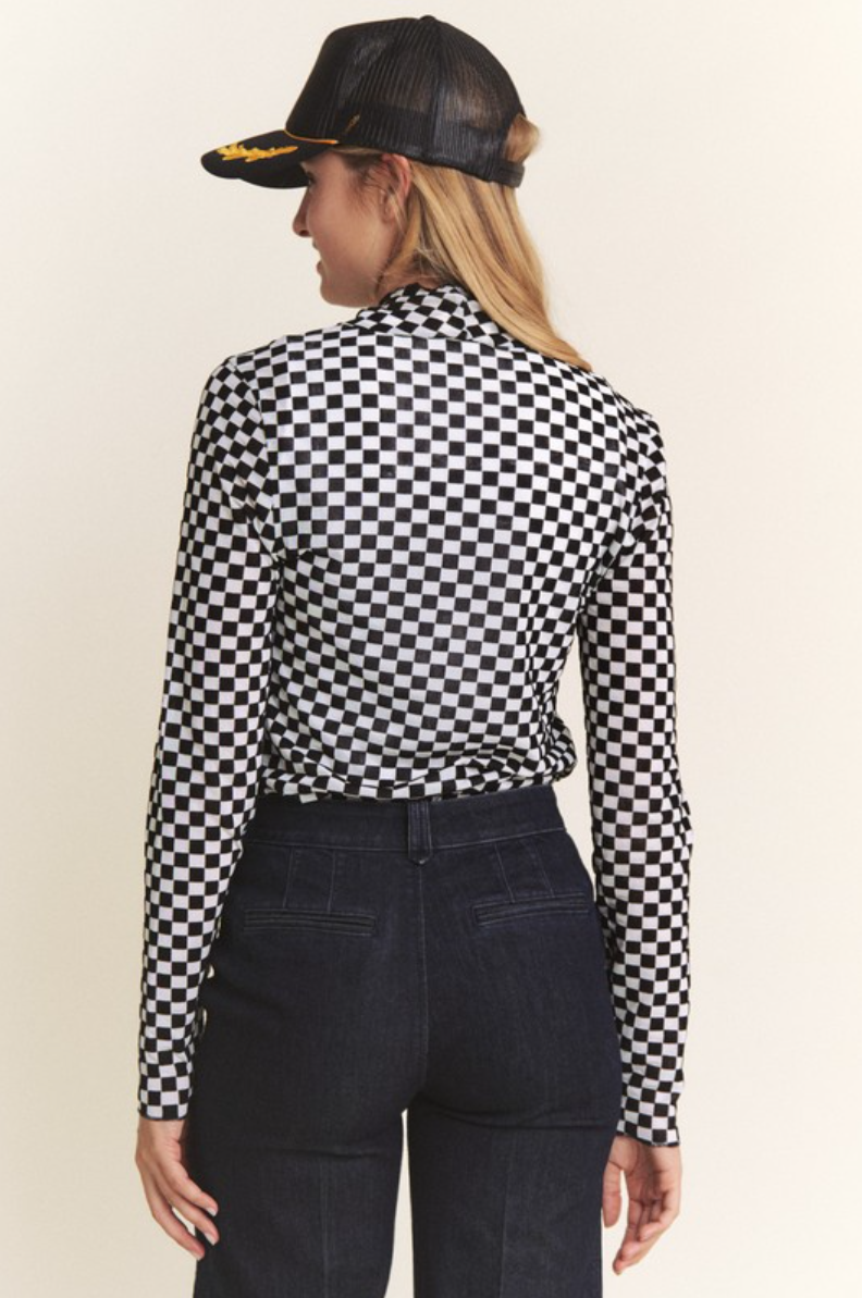 •LIZZIE• semi-sheer mesh checkered top