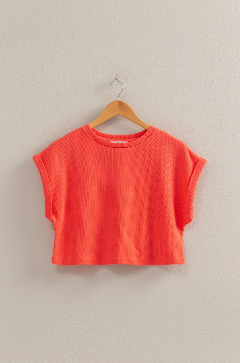 •MORGAN• waffle knit cropped top