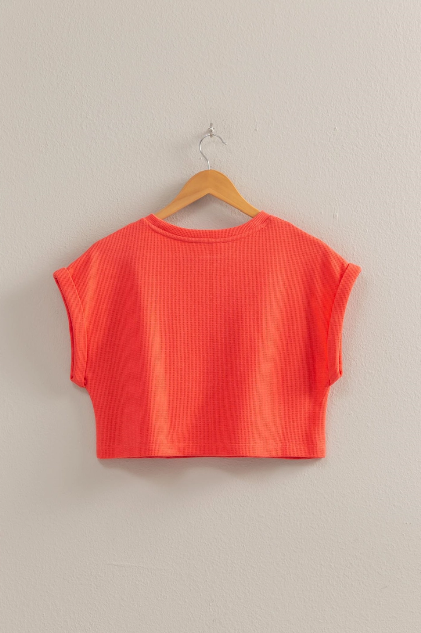•MORGAN• waffle knit cropped top