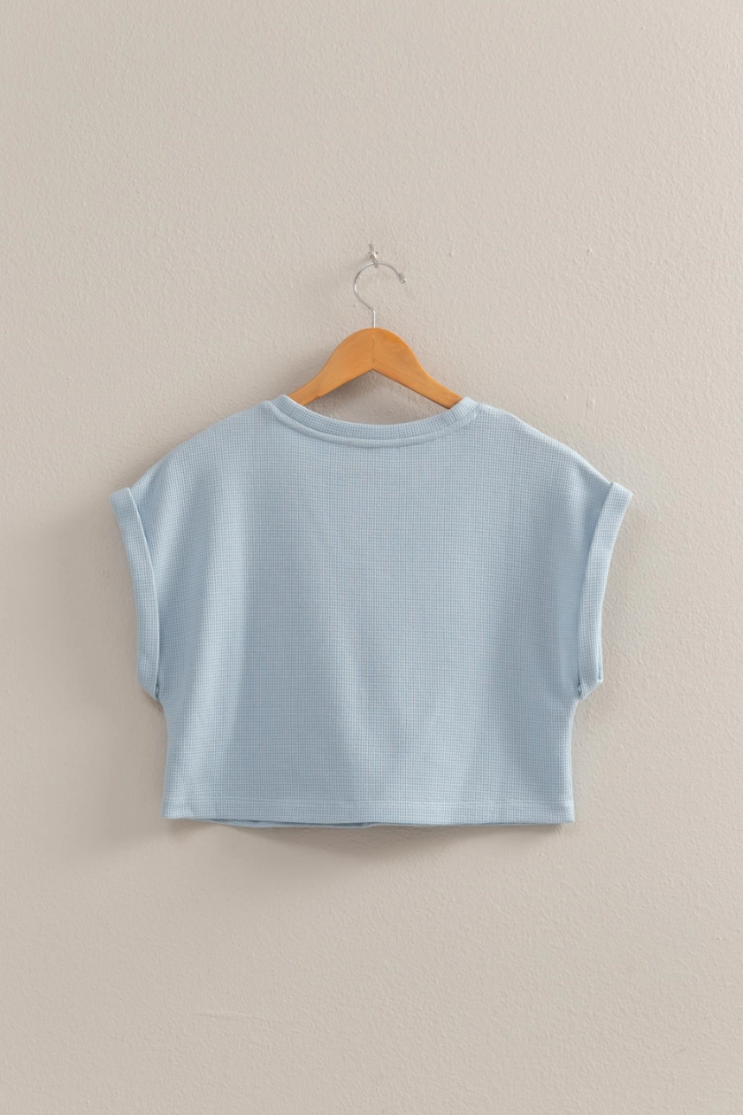 •MORGAN• waffle knit cropped top