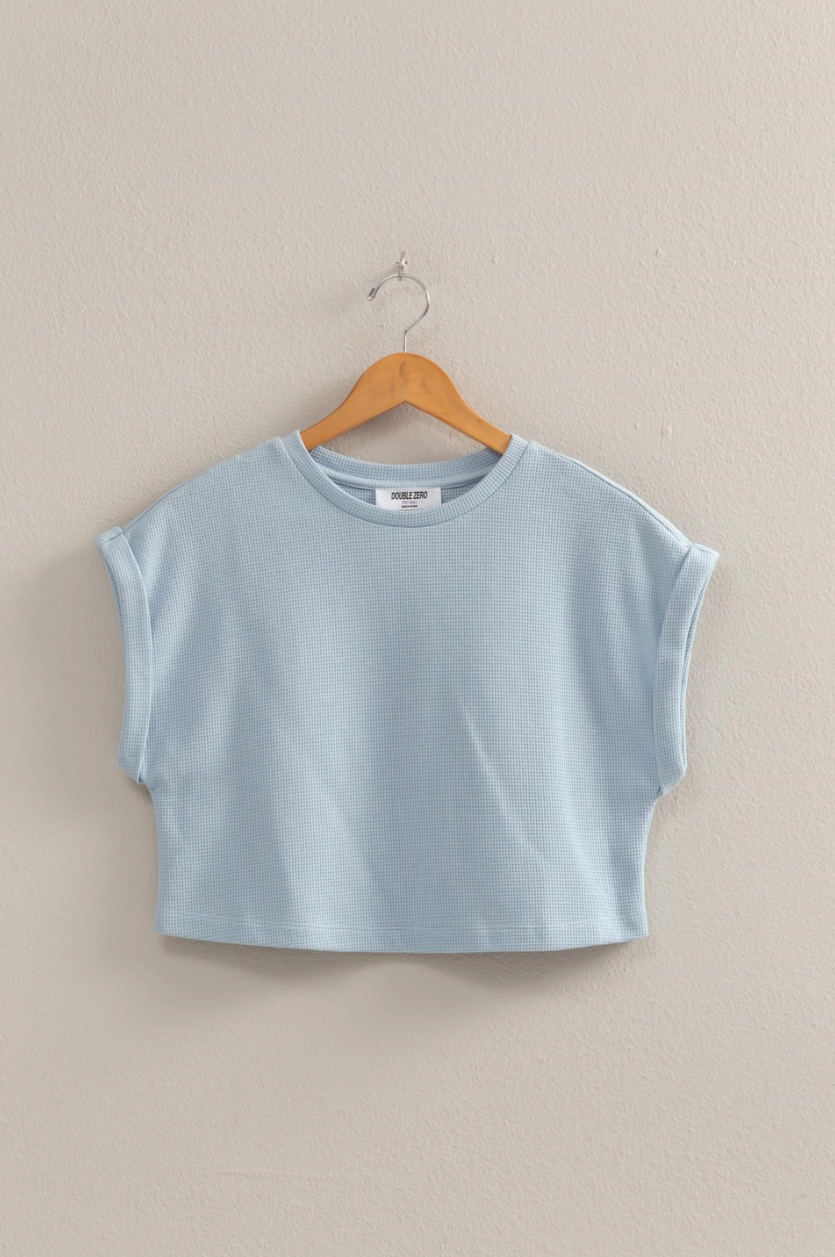 •MORGAN• waffle knit cropped top