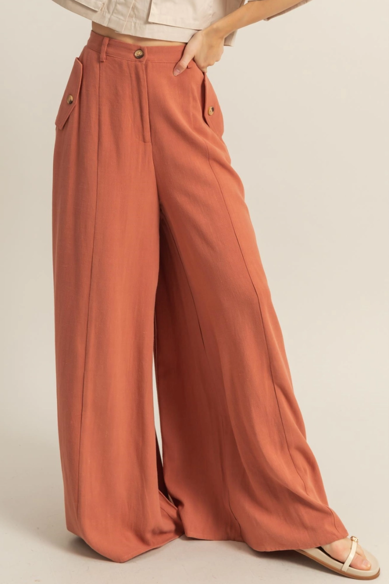 •ADRIAN• wide leg linen blend pants