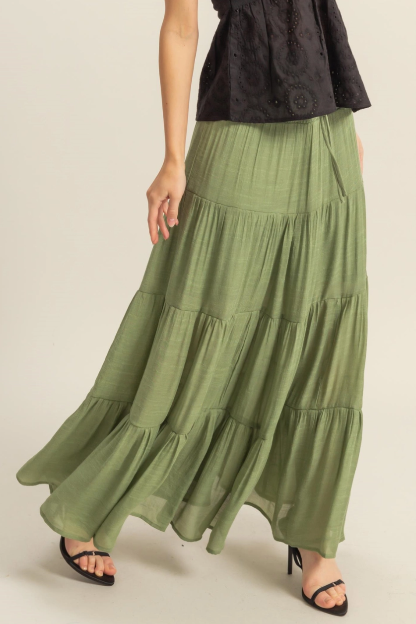 •ISABELLA• smocked waist tiered maxi skirt