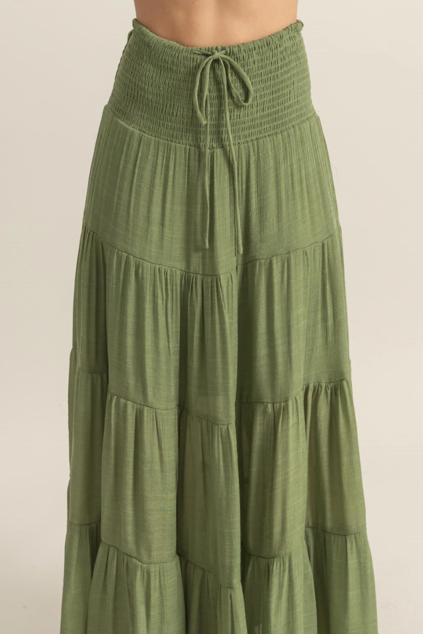 •ISABELLA• smocked waist tiered maxi skirt
