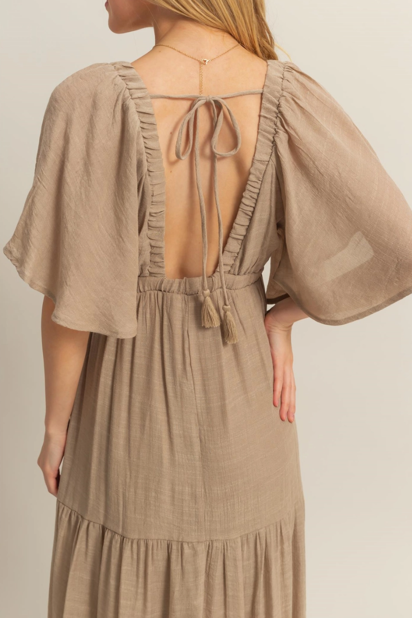 •OLIVIA• plunging V-neck tiered maxi dress