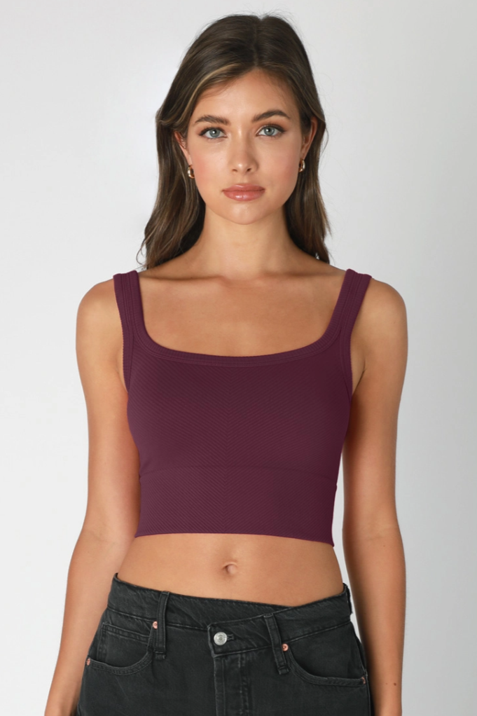 •CHEVRON SQUARE NECK• cropped tank top