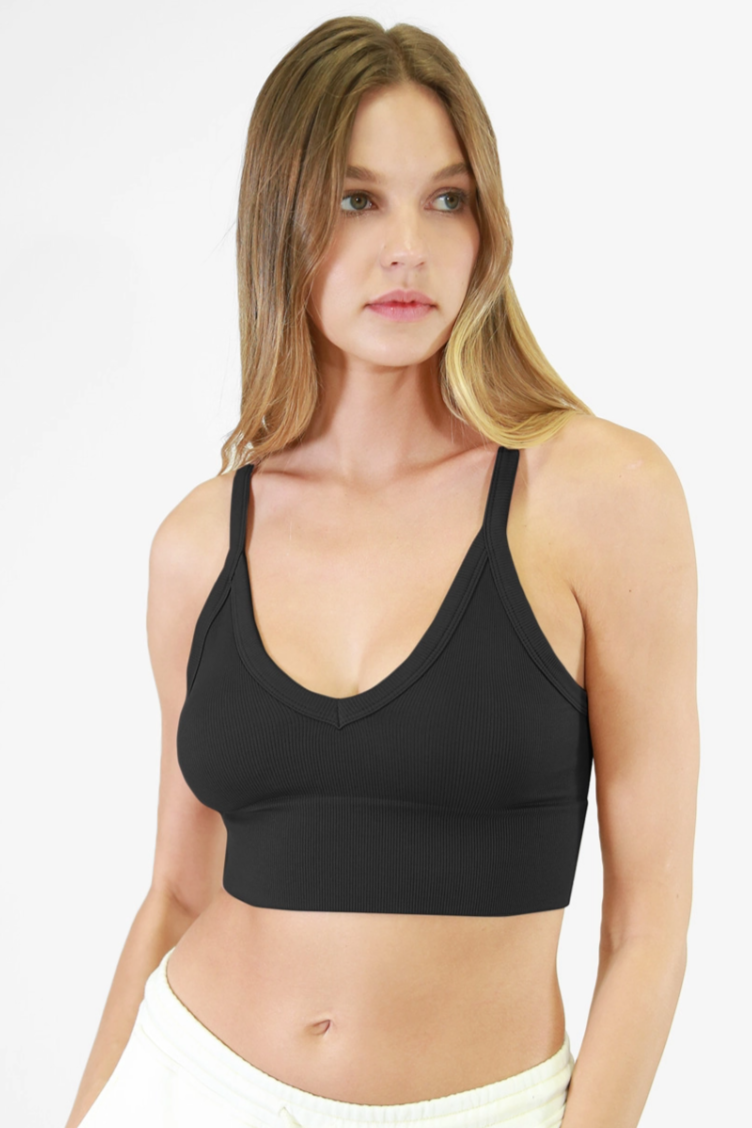 •RIBBED V-NECK• wide band brami (USA)