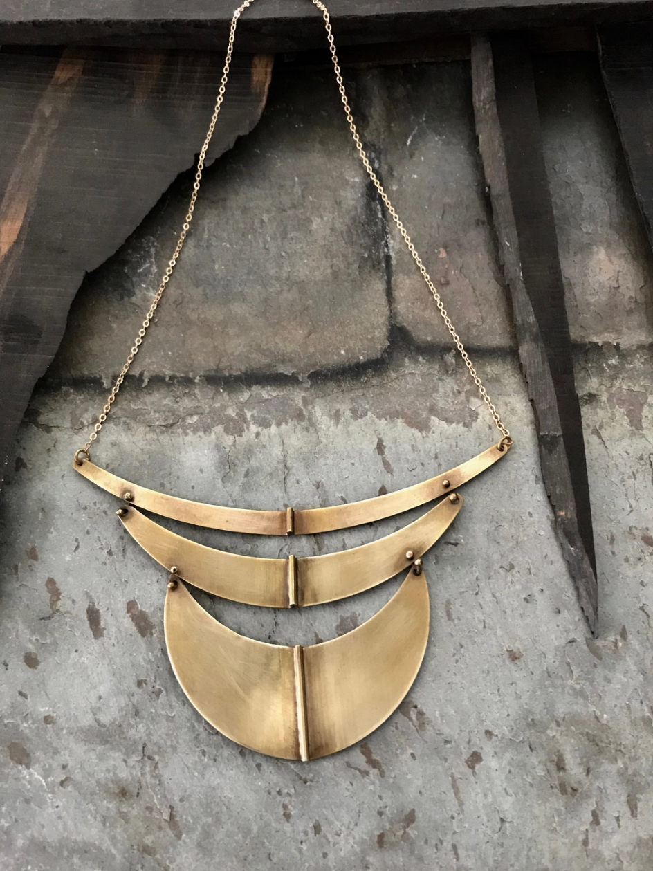 •ALIGNED• brass necklace (17" long)