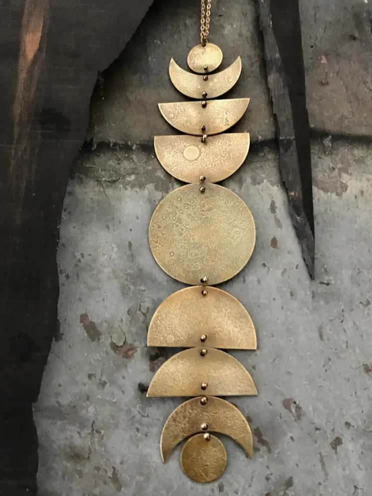 •CYCLICAL• brass necklace (18" long + 7" drop)