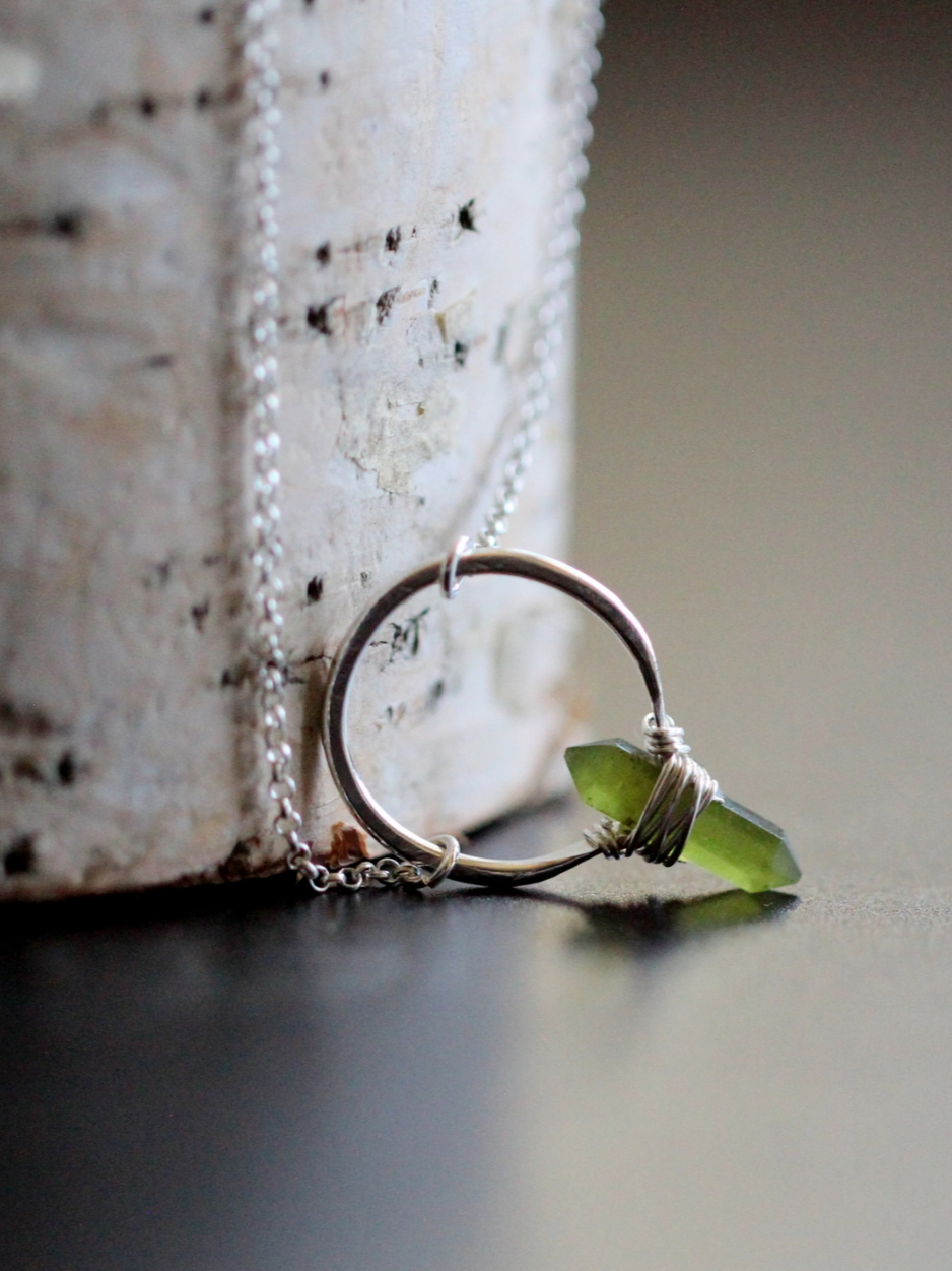 •CREST• peridot + silver necklace (various lengths)