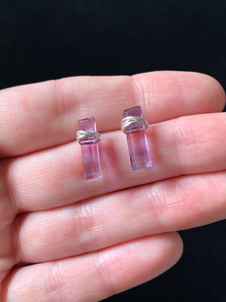•BAR• fluorite + silver stud earrings