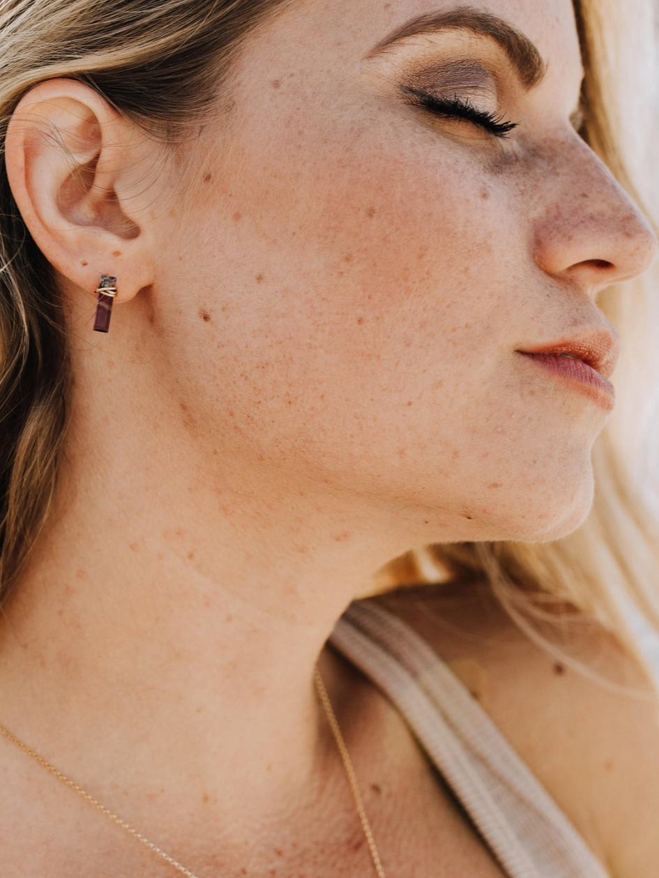 •BAR• fluorite + silver stud earrings