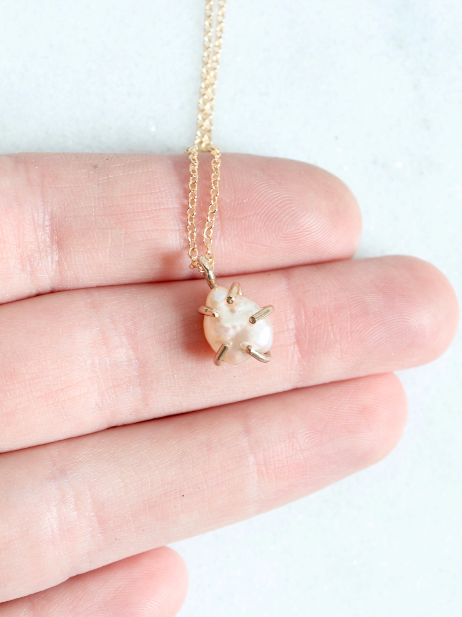 •CRADLE• freshwater pearl + gold necklace (18" long)