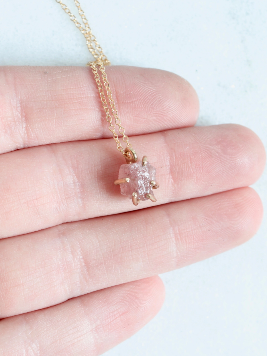•CRADLE• rose quartz + gold necklace (18" long)