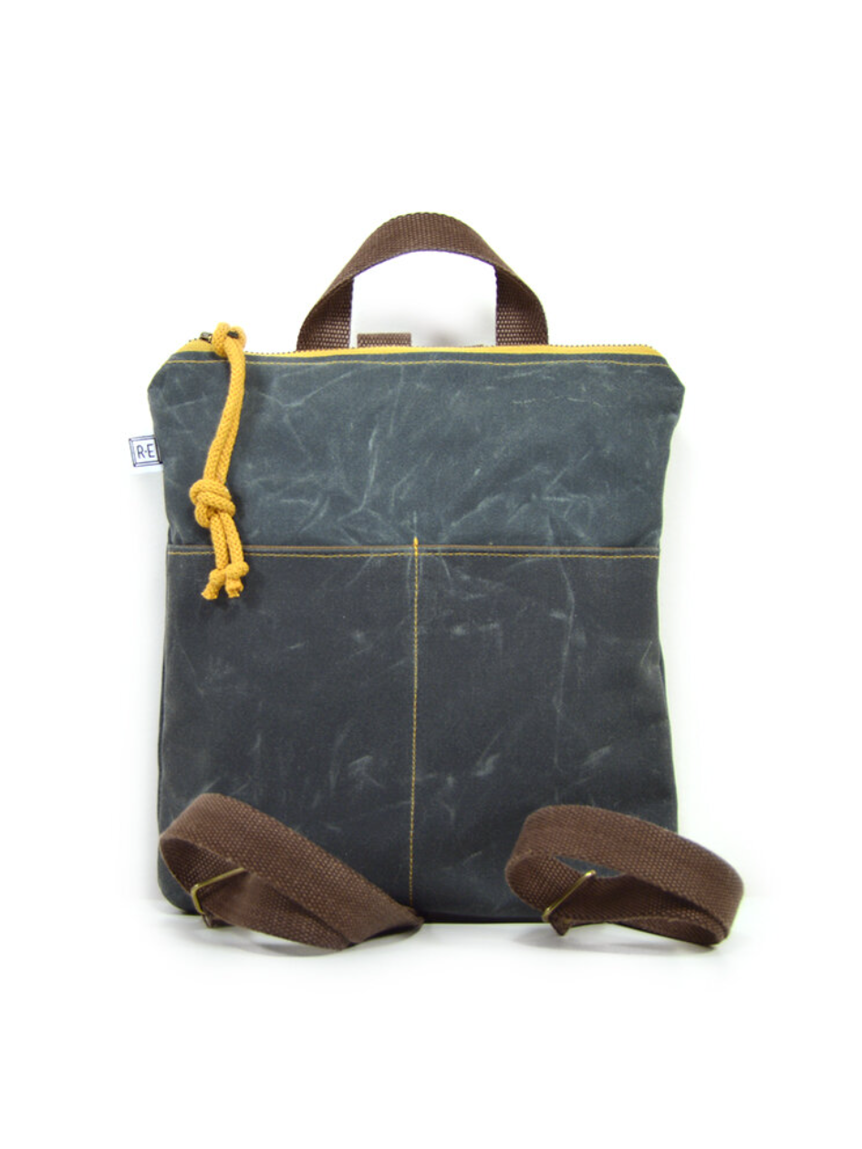 •MINI BACKPACK - SOLID• waxed canvas bag