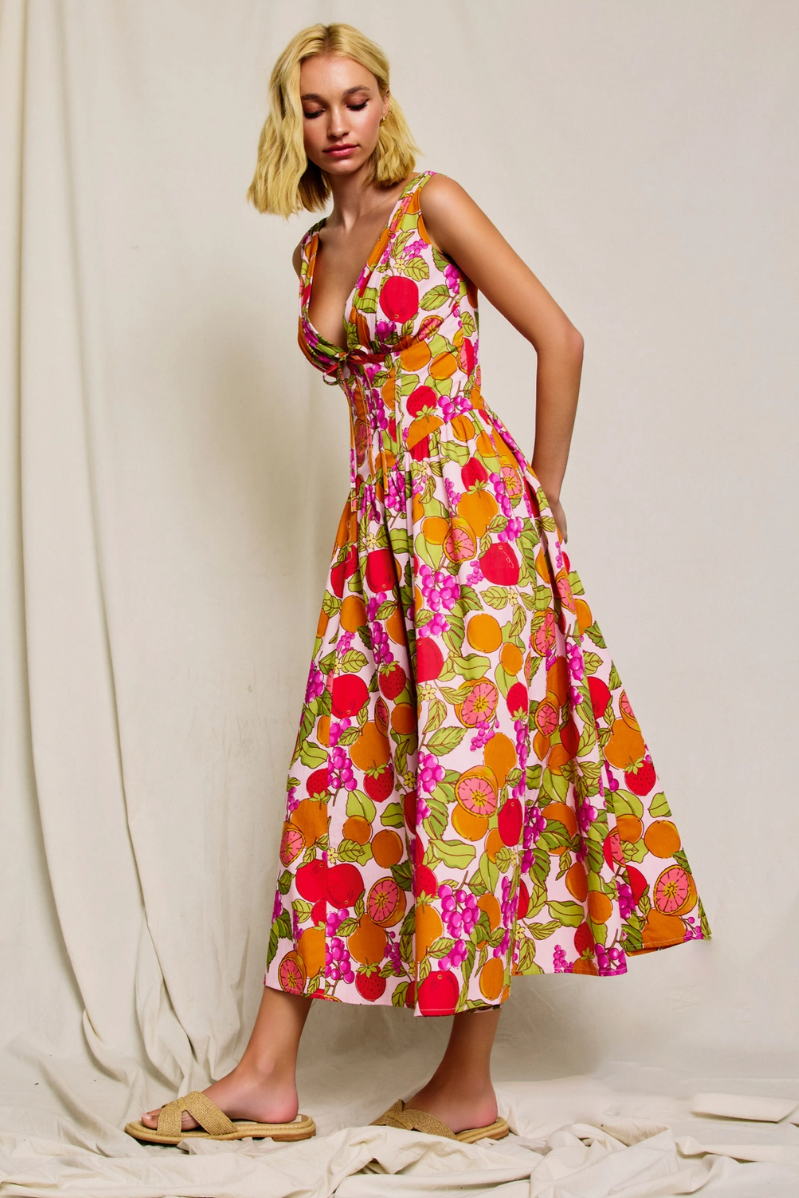 •SUMMER SANGRIA• sleeveless corset midi dress