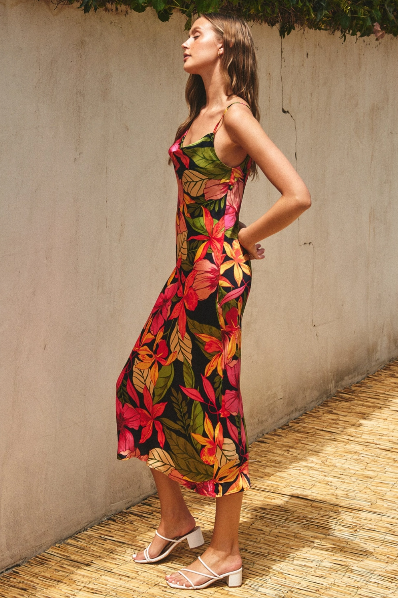 •LUSH LUAU• satin midi slip dress
