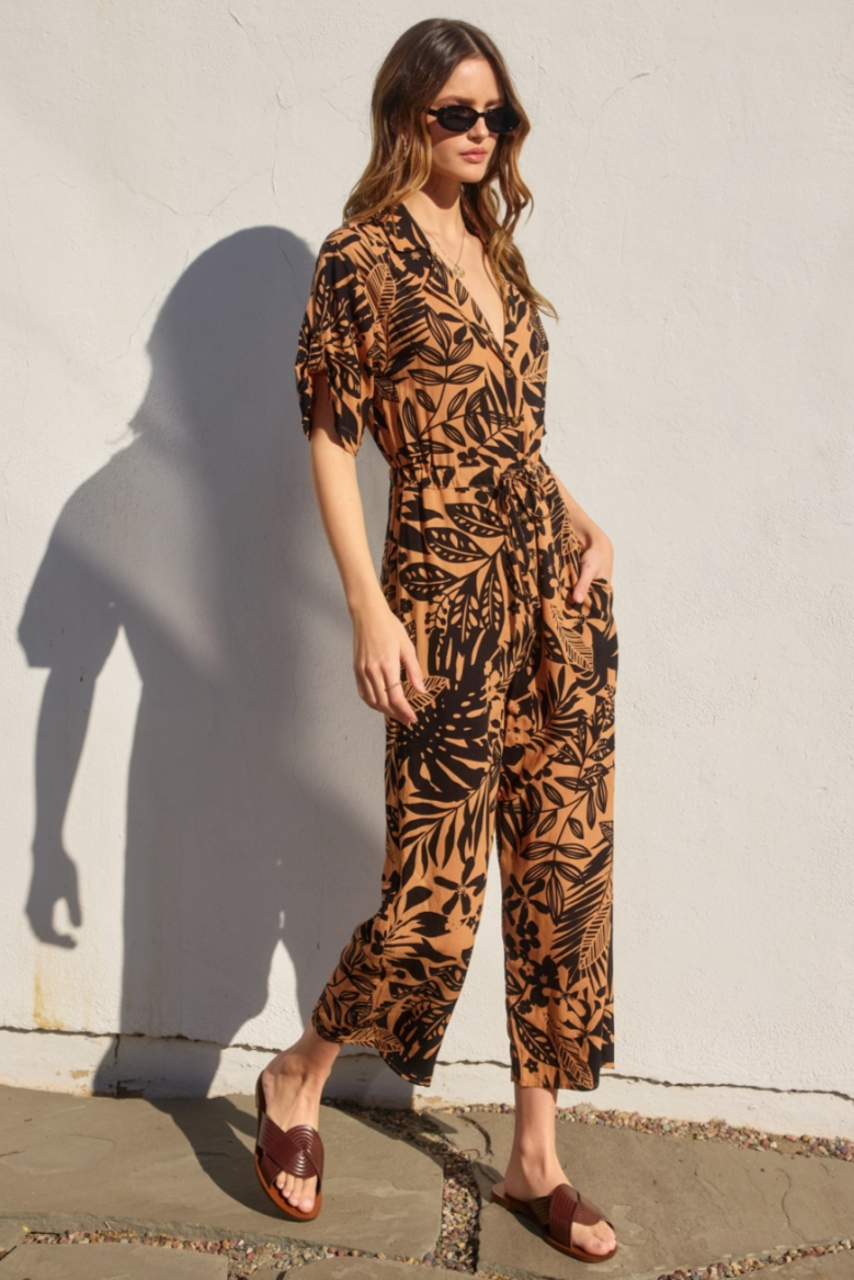•SAHARA OASIS• linen blend collared jumpsuit