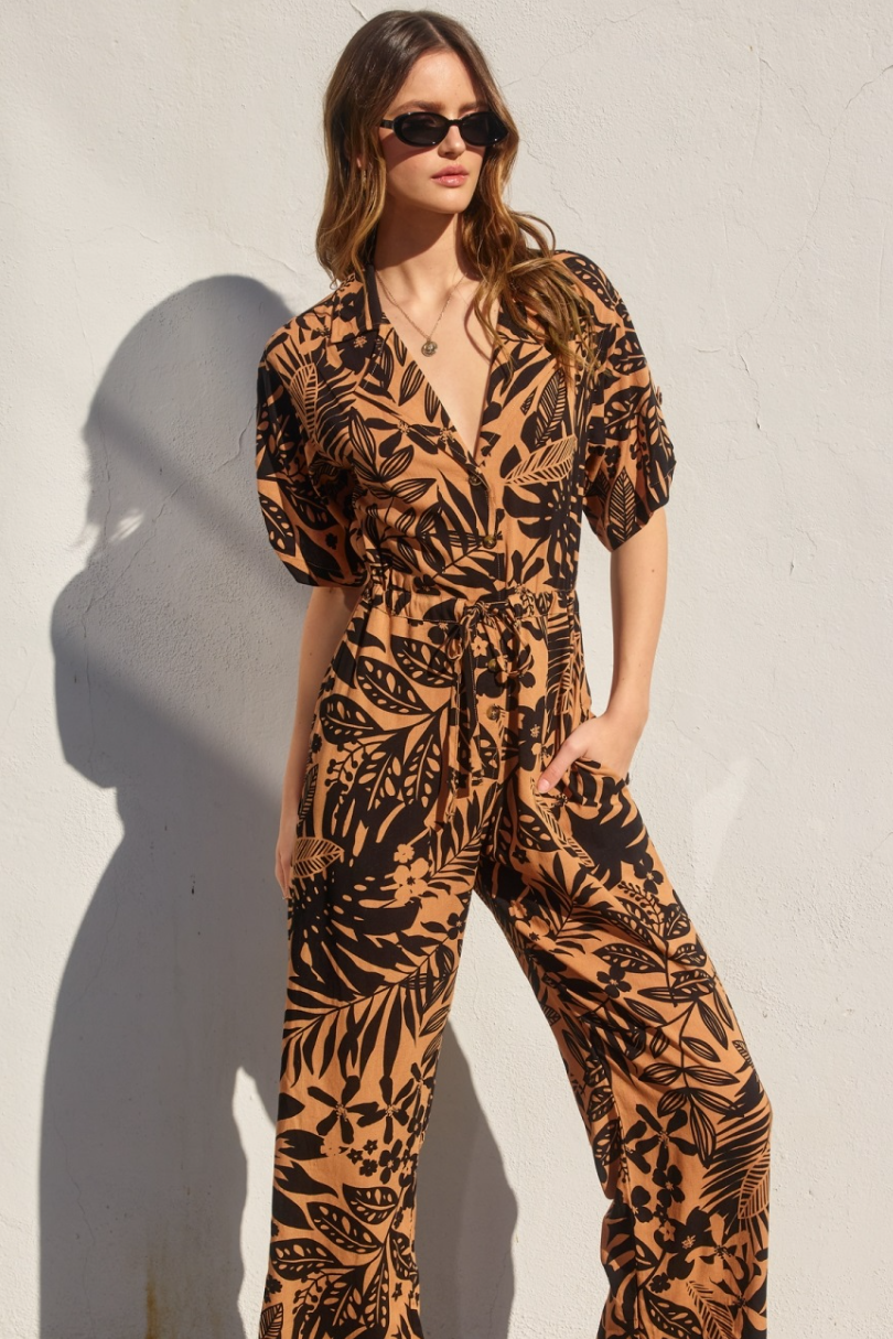 •SAHARA OASIS• linen blend collared jumpsuit