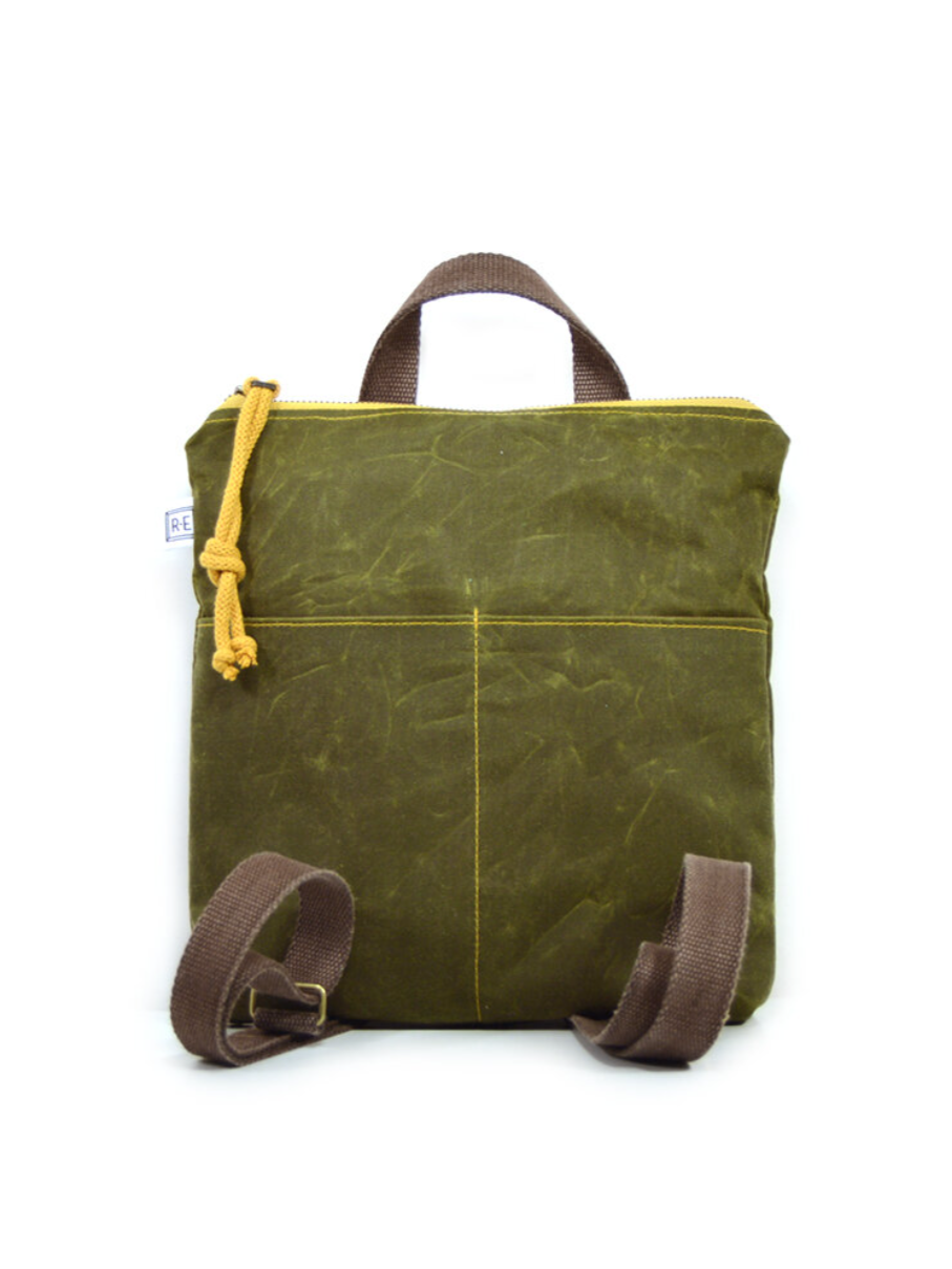 •MINI BACKPACK - SOLID• waxed canvas bag