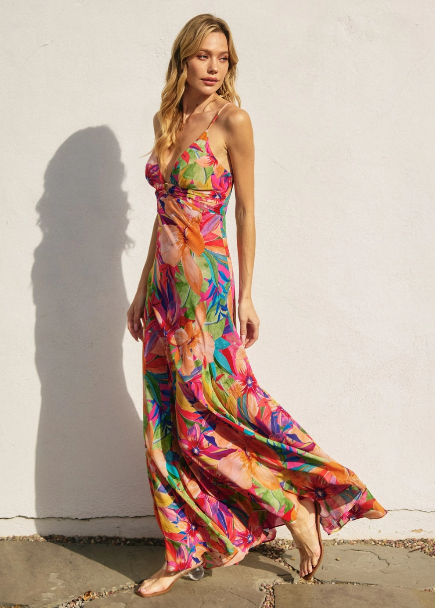 •MAGGIE• deep V maxi dress